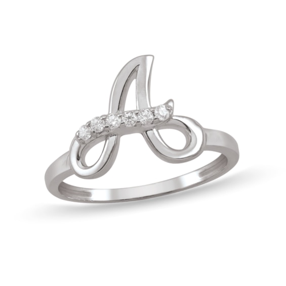 1/10 CT. T.w. Lab-Grown Diamond Initial Ring (1 Letter)