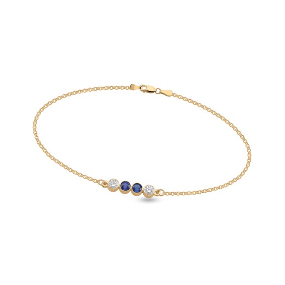 1/3 CT. T.w. Lab-Grown Diamond and Birthstone Bezel-Set Bracelet (1-3 Stones)