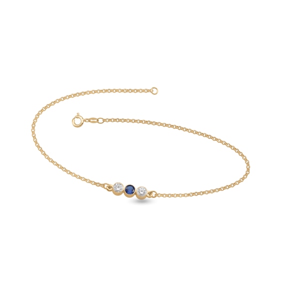 1/3 CT. T.w. Lab-Grown Diamond and Birthstone Bezel-Set Anklet (1-3 Stones)