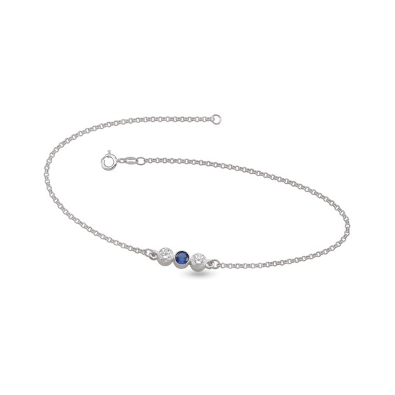 1/3 CT. T.w. Lab-Grown Diamond and Birthstone Bezel-Set Anklet (1-3 Stones)