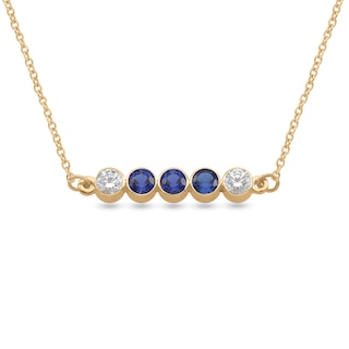 1/3 CT. T.W. Lab-Grown Diamond and Birthstone Bezel-Set Necklace (1-3 Stones)