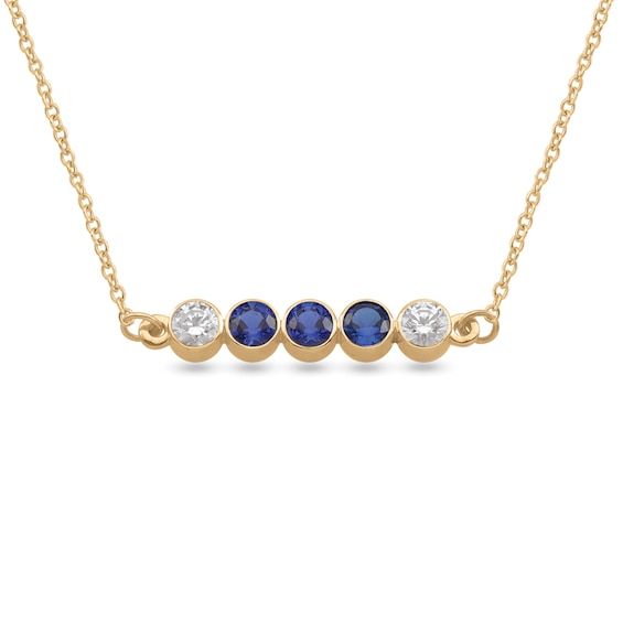 1/3 CT. T.w. Lab-Grown Diamond and Birthstone Bezel-Set Necklace (1-3 Stones)
