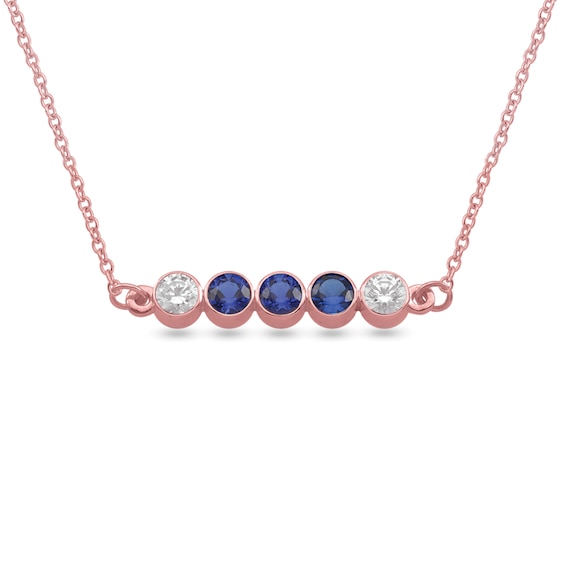 1/3 CT. T.w. Lab-Grown Diamond and Birthstone Bezel-Set Necklace (1-3 Stones)