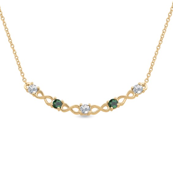 1/3 CT. T.w. Lab-Grown Diamond and Birthstone Infinity Necklace (2 Stones)