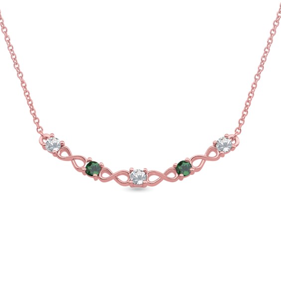 1/3 CT. T.w. Lab-Grown Diamond and Birthstone Infinity Necklace (2 Stones)