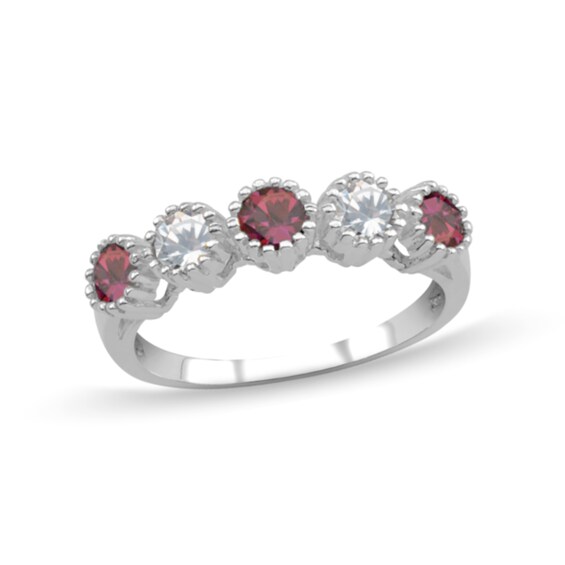 1/3 CT. T.w. Lab-Grown Diamond and Birthstone Alternating Five Stone Ring (3 Stones)