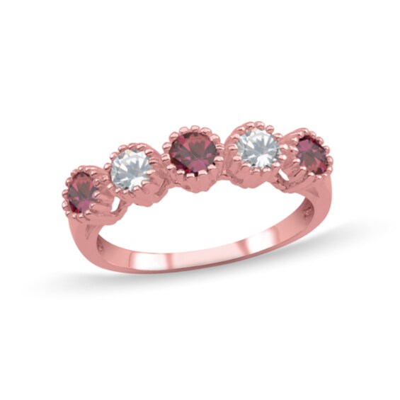 1/3 CT. T.w. Lab-Grown Diamond and Birthstone Alternating Five Stone Ring (3 Stones)