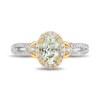 Thumbnail Image 4 of Enchanted Disney Tiana Oval Green Quartz and 1/3 CT. T.W. Diamond Frame Collar Engagement Ring in 14K Two-Tone Gold