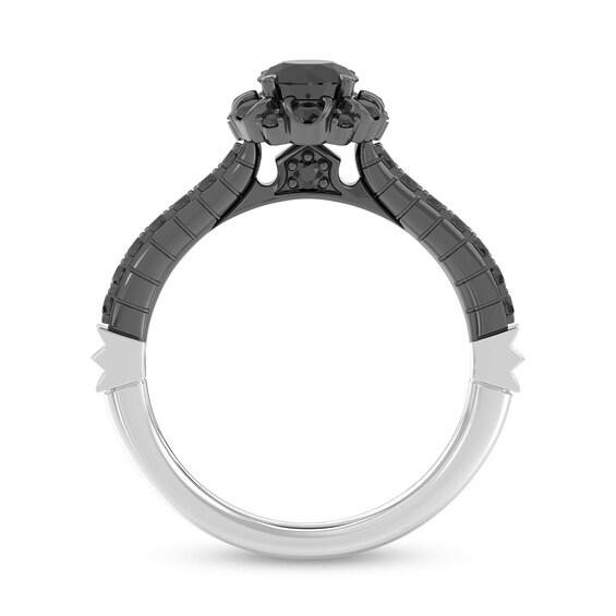 Enchanted Disney Villains Maleficent 1 CT. T.w. Black Diamond Frame Engagement Ring in Sterling Silver