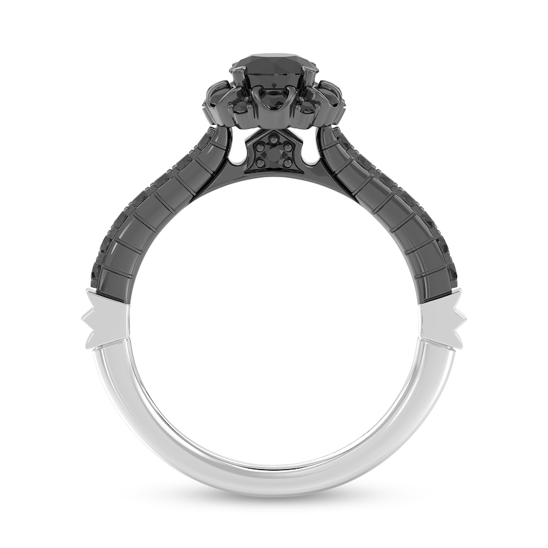 Main Image 3 of Enchanted Disney Villains Maleficent 1 CT. T.W. Black Diamond Frame Engagement Ring in Sterling Silver