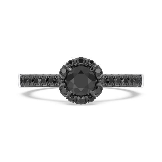 Enchanted Disney Villains Maleficent 1 CT. T.w. Black Diamond Frame Engagement Ring in Sterling Silver