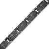 Thumbnail Image 2 of 1/4 CT. T.W. Diamond Cross Textured Link Bracelet in Stainless Steel with Black Ion Plate - 8.5"