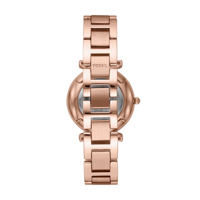 Main Image 2 of Ladies’ Fossil Carlie Crystal Accent Rose-Tone IP Watch with Rose-Tone Sunray Dial (Model: ES4301)