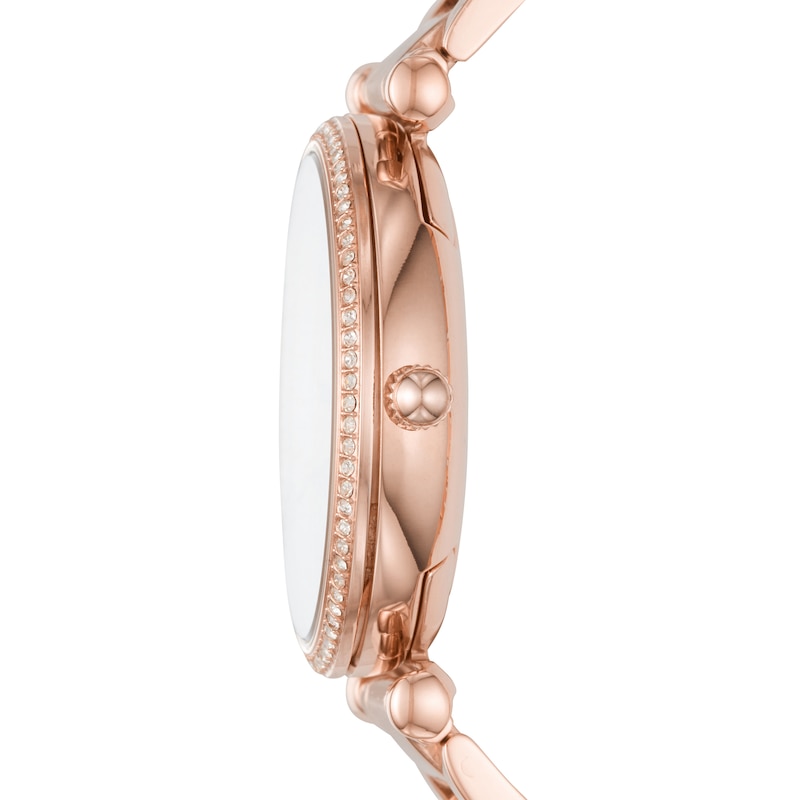 Main Image 3 of Ladies’ Fossil Carlie Crystal Accent Rose-Tone IP Watch with Rose-Tone Sunray Dial (Model: ES4301)