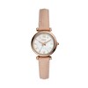 Thumbnail Image 1 of Ladies’ Fossil Carlie Rose-Tone IP Pink Leather Strap Watch with White Mother-of-Pearl Dial (Model: ES4699)