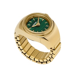 Ladies’ Fossil Gold-Tone IP Ring Watch with Malachite Dial (Model: ES5308)