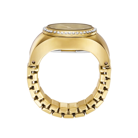 Ladiesâ Fossil Crystal Accent Gold-Tone IP Ring Watch with Gold-Tone Sunray Dial (Model: Es5319)