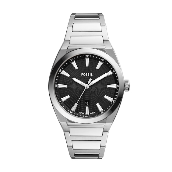 Menâs Fossil Everett Watch with Textured Black Sunray Dial (Model: Fs5821)