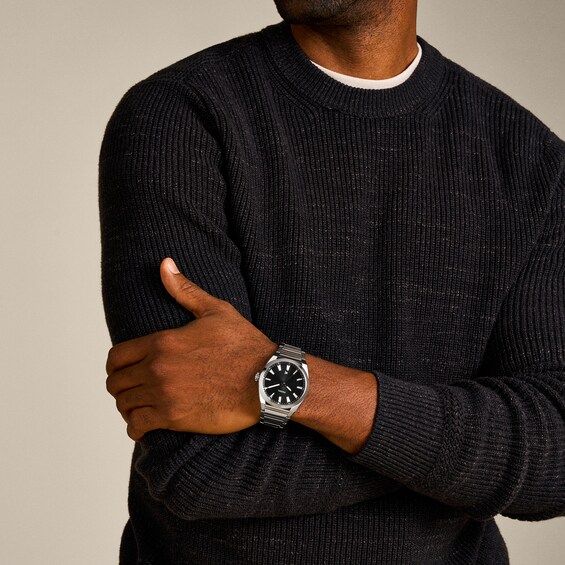 Menâs Fossil Everett Watch with Textured Black Sunray Dial (Model: Fs5821)