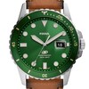 Thumbnail Image 5 of Men’s Fossil Blue Dive Tan Leather Strap Watch with Green Dial (Model: FS5946)