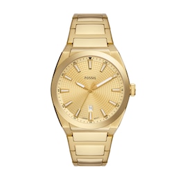 Men’s Fossil Everett Gold-Tone IP Watch with Textured Gold-Tone Sunray Dial (Model: FS5965)