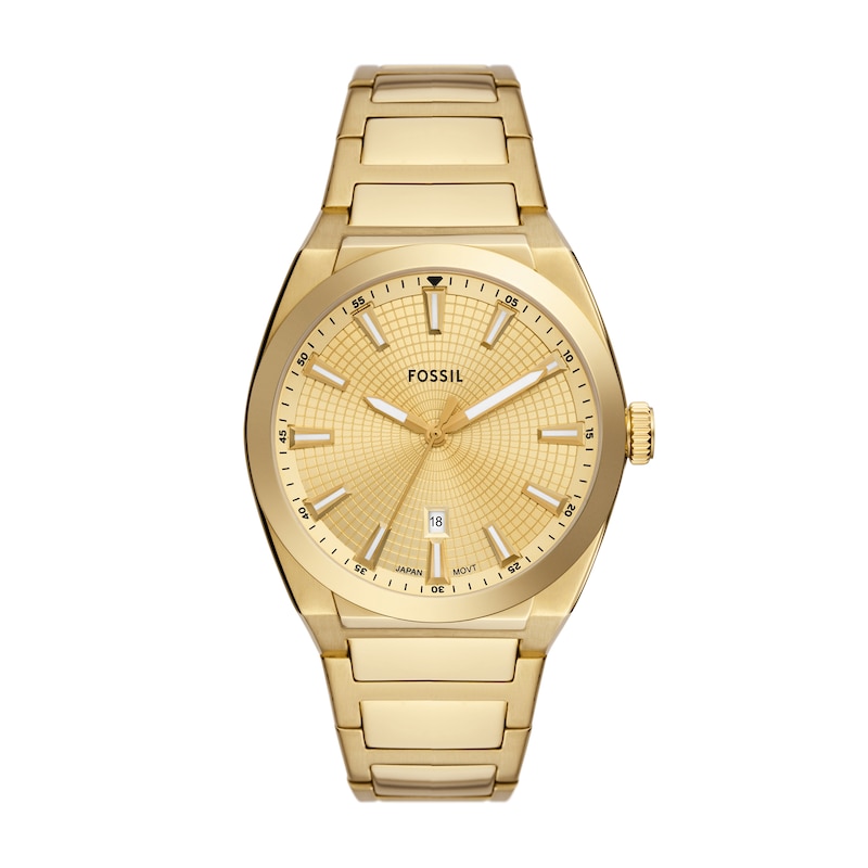 Main Image 1 of Men’s Fossil Everett Gold-Tone IP Watch with Textured Gold-Tone Sunray Dial (Model: FS5965)