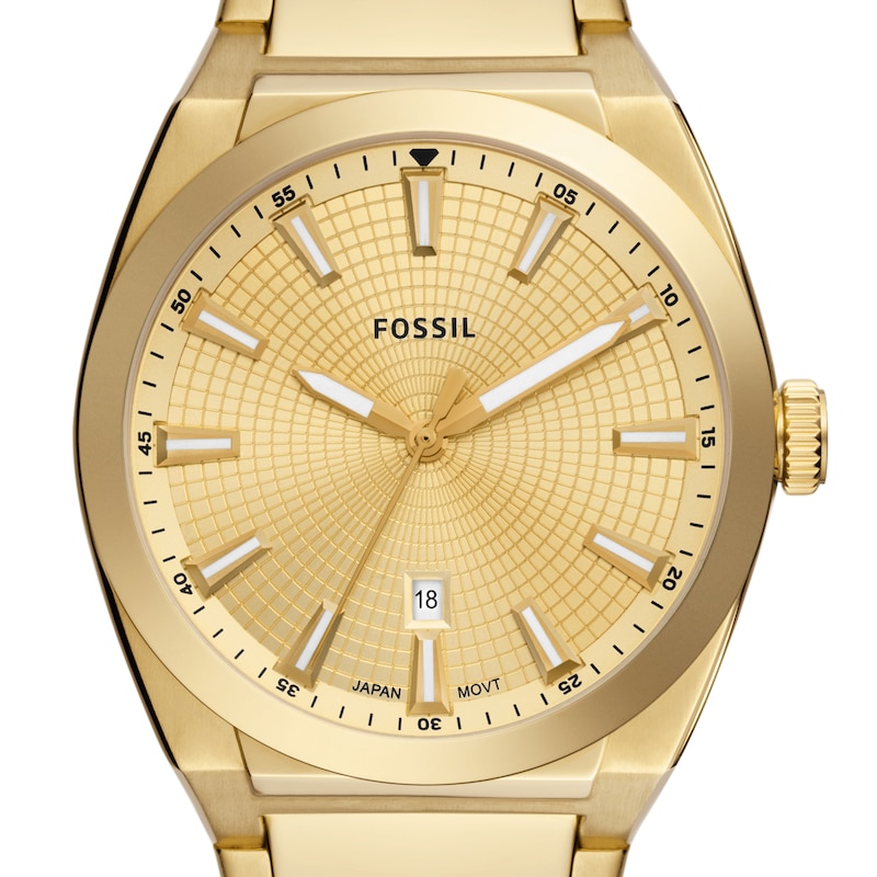 Main Image 5 of Men’s Fossil Everett Gold-Tone IP Watch with Textured Gold-Tone Sunray Dial (Model: FS5965)