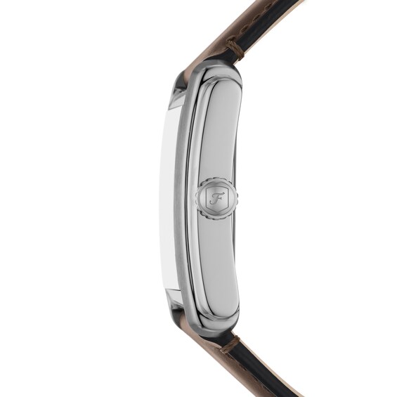 Menâs Fossil Carraway Brown Leather Strap Watch with Rectangular Cream Dial (Model: Fs6012)