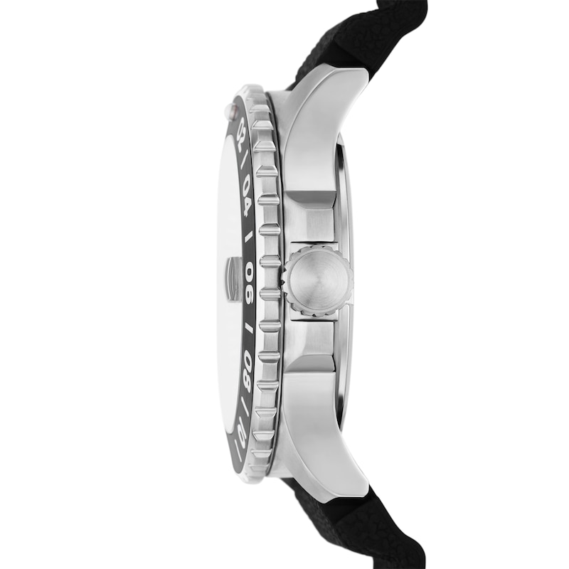 Main Image 3 of Men’s Fossil Blue GMT Dive Black Silicone Strap Watch with Black Dial (Model: FS6036)