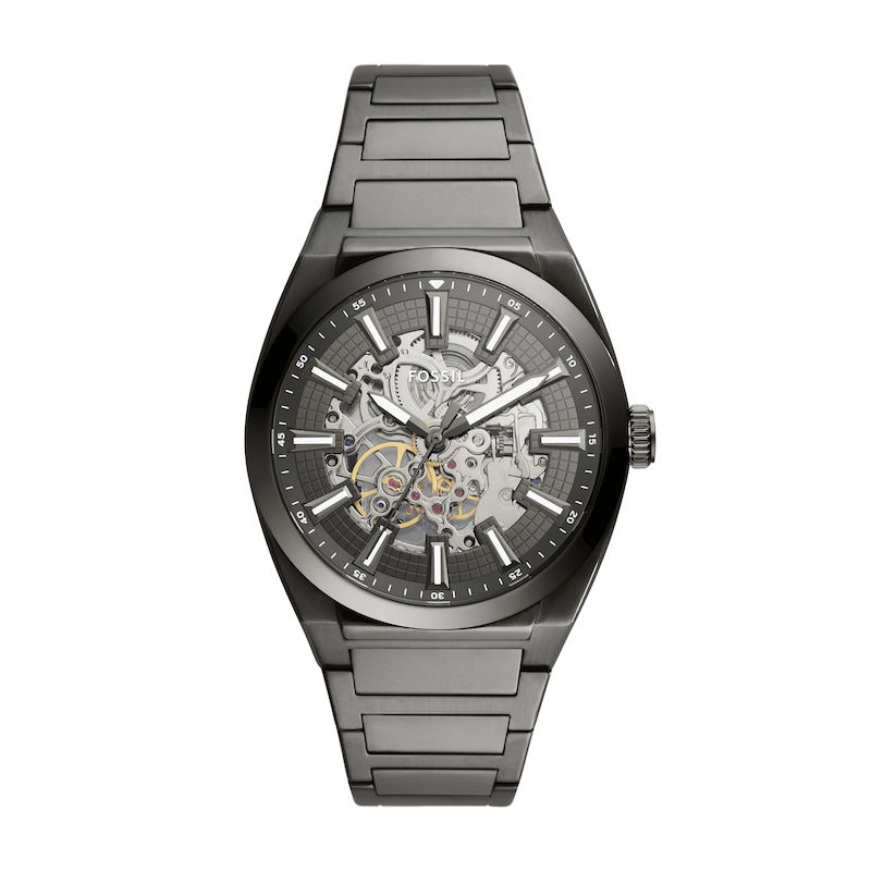 Main Image 1 of Men’s Fossil Everett Grey IP Automatic Watch with Smoke Skeleton Dial (Model: ME3206)