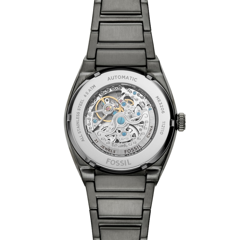 Main Image 4 of Men’s Fossil Everett Grey IP Automatic Watch with Smoke Skeleton Dial (Model: ME3206)