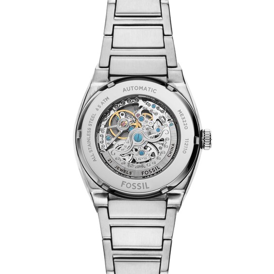 Menâs Fossil Everett Automatic Watch with Blue Skeleton Dial (Model: Me3220)