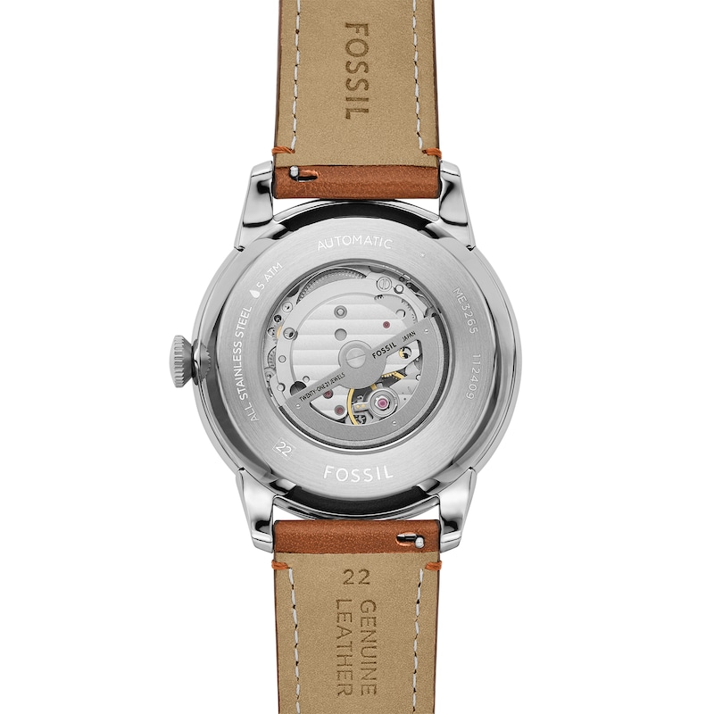 Main Image 4 of Men’s Fossil Townsman Brown Leather Strap Chronograph Automatic Watch with Green Dial (Model: ME3265)