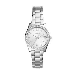 Ladies’ Fossil Scarlette Crystal Accent Watch with Silver-Tone Sunray Dial (Model: ES4317)