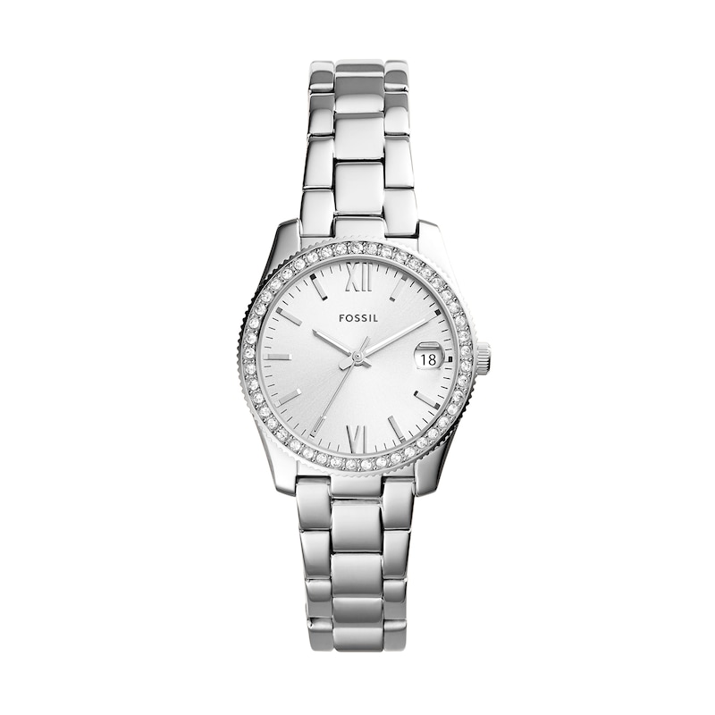 Main Image 1 of Ladies’ Fossil Scarlette Crystal Accent Watch with Silver-Tone Sunray Dial (Model: ES4317)