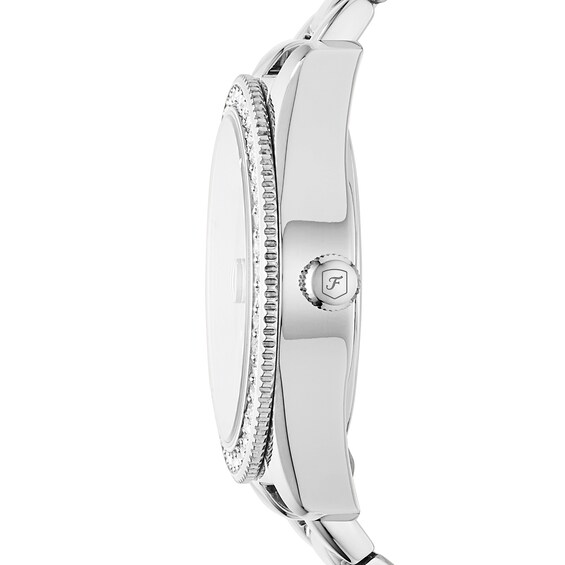 Ladiesâ Fossil Scarlette Crystal Accent Watch with Silver-Tone Sunray Dial (Model: Es4317)