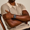 Thumbnail Image 5 of Men’s Fossil Minimalist Black IP Leather Strap Watch with Black Sunray Dial (Model: FS5447)