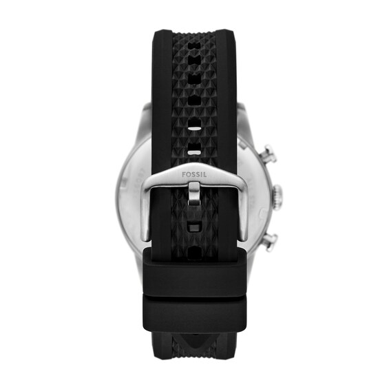 Menâs Fossil Sport Tourer Black Silicone Strap Chronograph Watch with White Dial (Model: Fs6087)