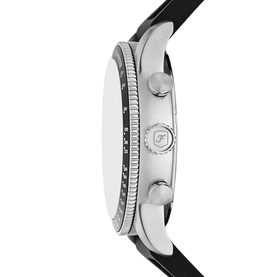 Menâs Fossil Sport Tourer Black Silicone Strap Chronograph Watch with White Dial (Model: Fs6087)