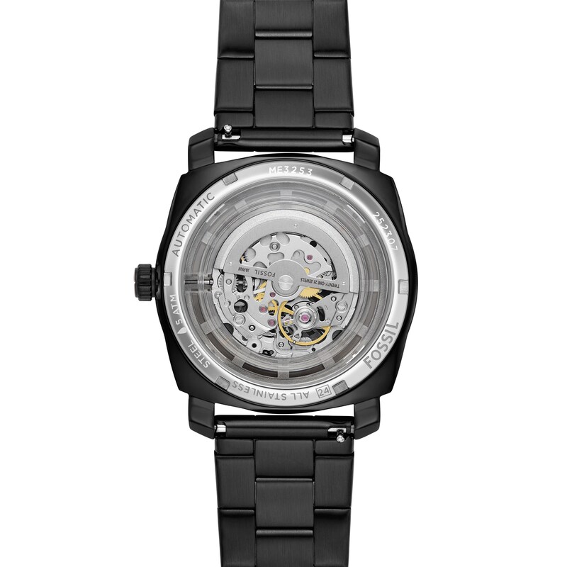 Main Image 4 of Men’s Fossil Machine Black IP Automatic Watch with Brown Skeleton Dial (Model: ME3253)