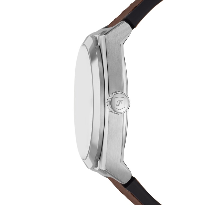 Main Image 3 of Men’s Fossil Everett Brown Leather Strap Watch with Eggshell Sunray Dial (Model: FS6071)