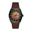 Thumbnail Image 1 of Men’s Fossil Everett Black IP Brown Leather Strap Automatic Watch with Black Matte Skeleton Dial (Model: ME3207)