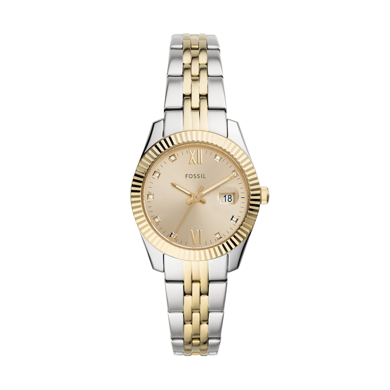 Main Image 1 of Ladies’ Fossil Scarlette Crystal Accent Two-Tone IP Watch with Gold-Tone Sunray Dial (Model: ES4949)