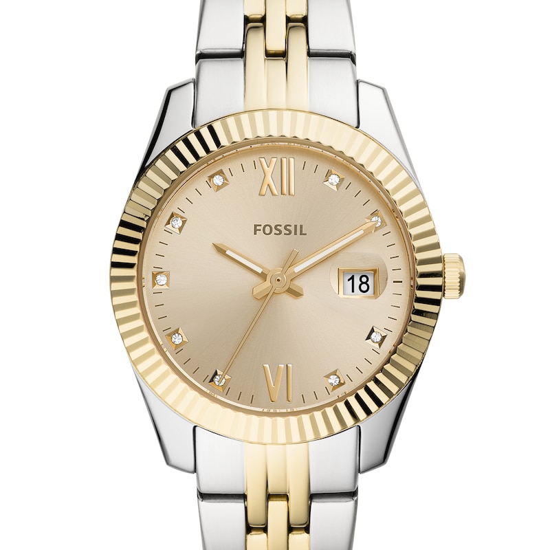 Main Image 6 of Ladies’ Fossil Scarlette Crystal Accent Two-Tone IP Watch with Gold-Tone Sunray Dial (Model: ES4949)