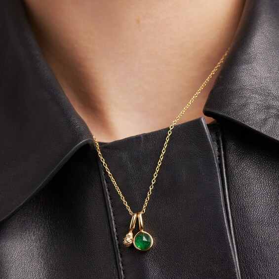 PDPAOLAâ¢ at Zales SILHOUETTES Green Aventurine and Textured Double Charm Pendant in Sterling Silver with 18K Gold Plate