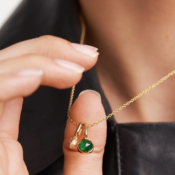 PDPAOLAâ¢ at Zales SILHOUETTES Green Aventurine and Textured Double Charm Pendant in Sterling Silver with 18K Gold Plate