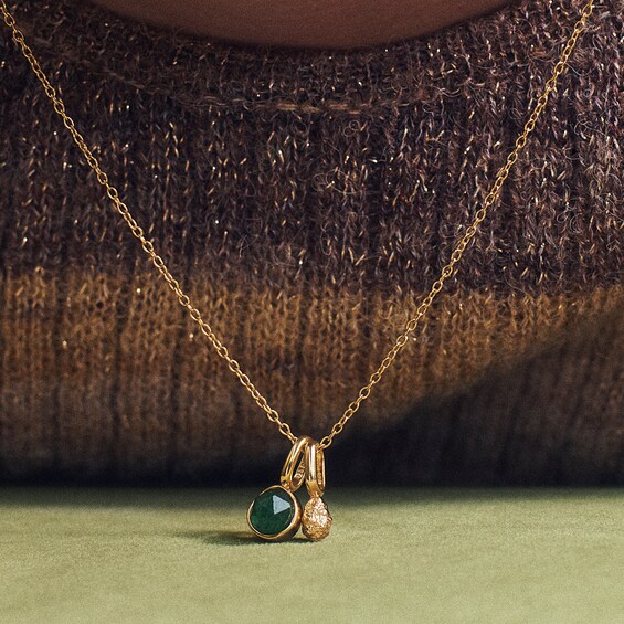 PDPAOLAâ¢ at Zales SILHOUETTES Green Aventurine and Textured Double Charm Pendant in Sterling Silver with 18K Gold Plate