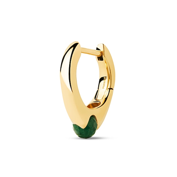 PDPAOLAâ¢ at Zales SILHOUETTES Green Aventurine Single Hoop Earring in Sterling Silver with 18K Gold Plate