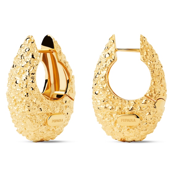 PDPAOLAâ¢ at Zales SILHOUETTES 27.0mm Textured Hoop Earrings in Hollow Brass with 18K Gold Plate