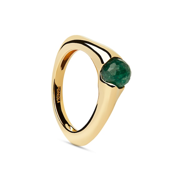 PDPAOLAâ¢ at Zales SILHOUETTES 6.0mm Green Aventurine Ring in Sterling Silver with 18K Gold Plate
